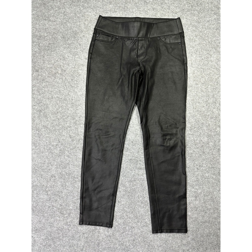 Liverpool Gia Glider Black Coated Pull On Skinny Pants Faux Leather 8/29